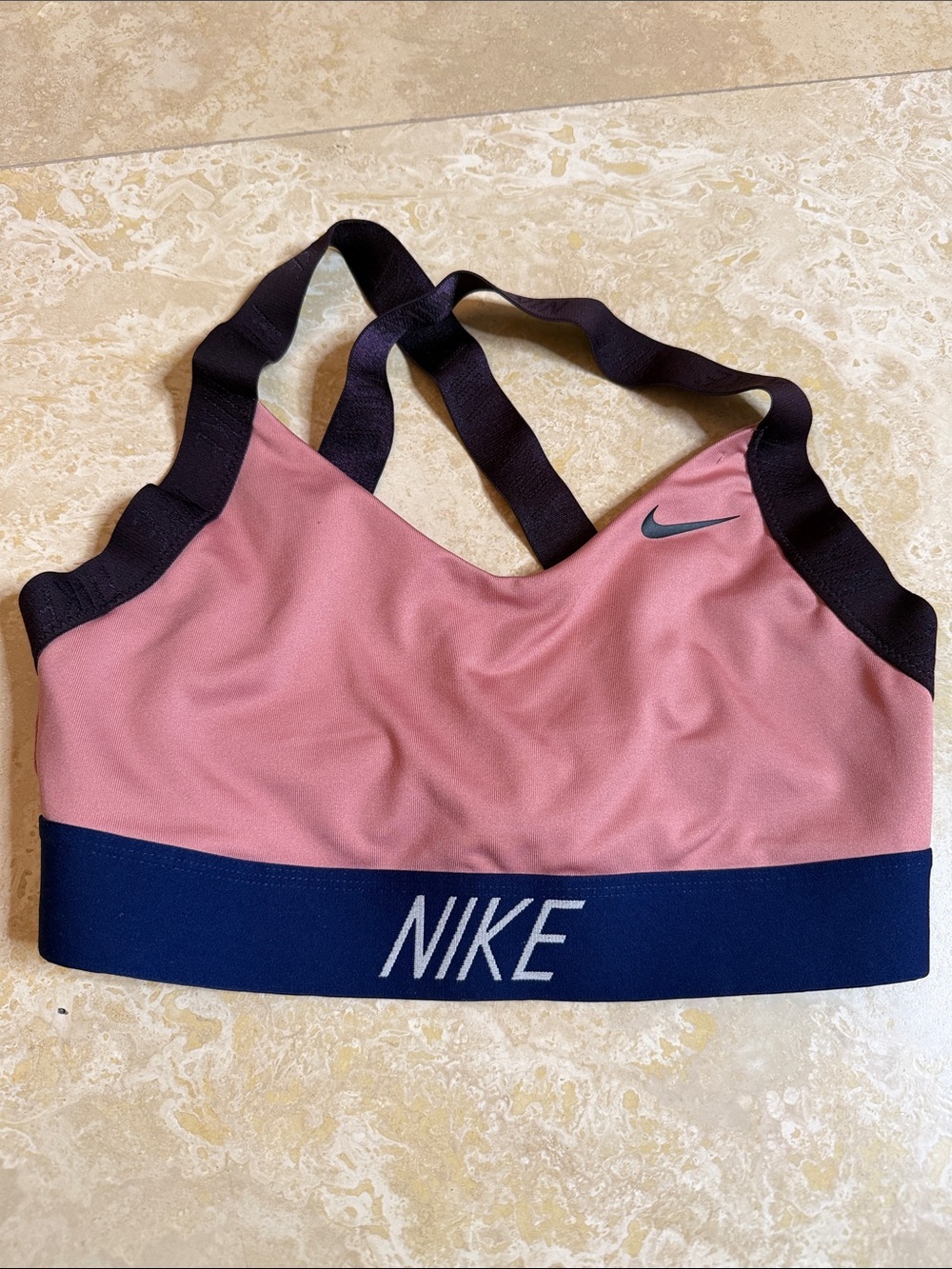 💕Nike Pink & Navy Crossback Medium-Support Sports Bra💕